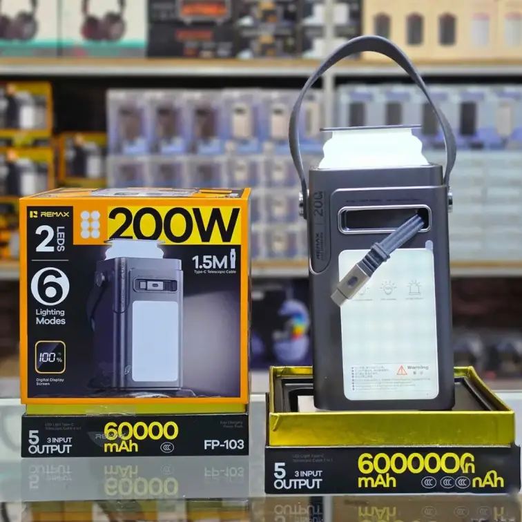 پاوربانک 60000 میلی آمپر 200 وات ریمکس مدل FP-103